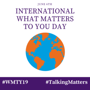 "International What Matters to You Day" written over a graphic of the earth